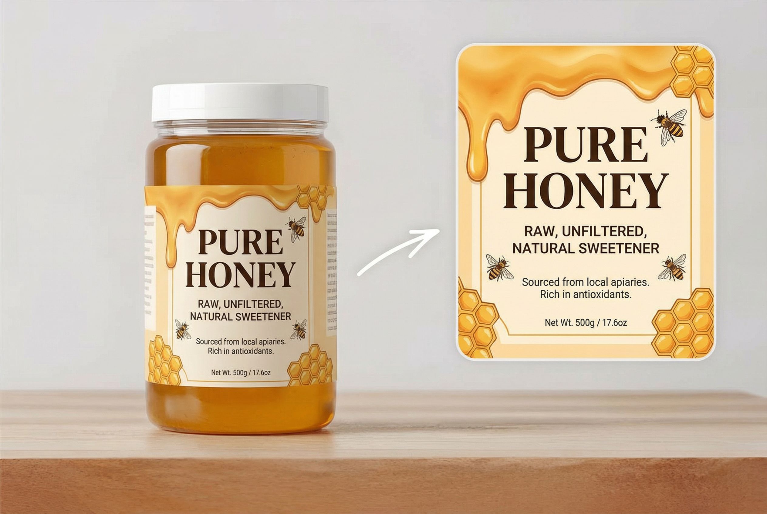 Shelf-ready honey label aesthetics