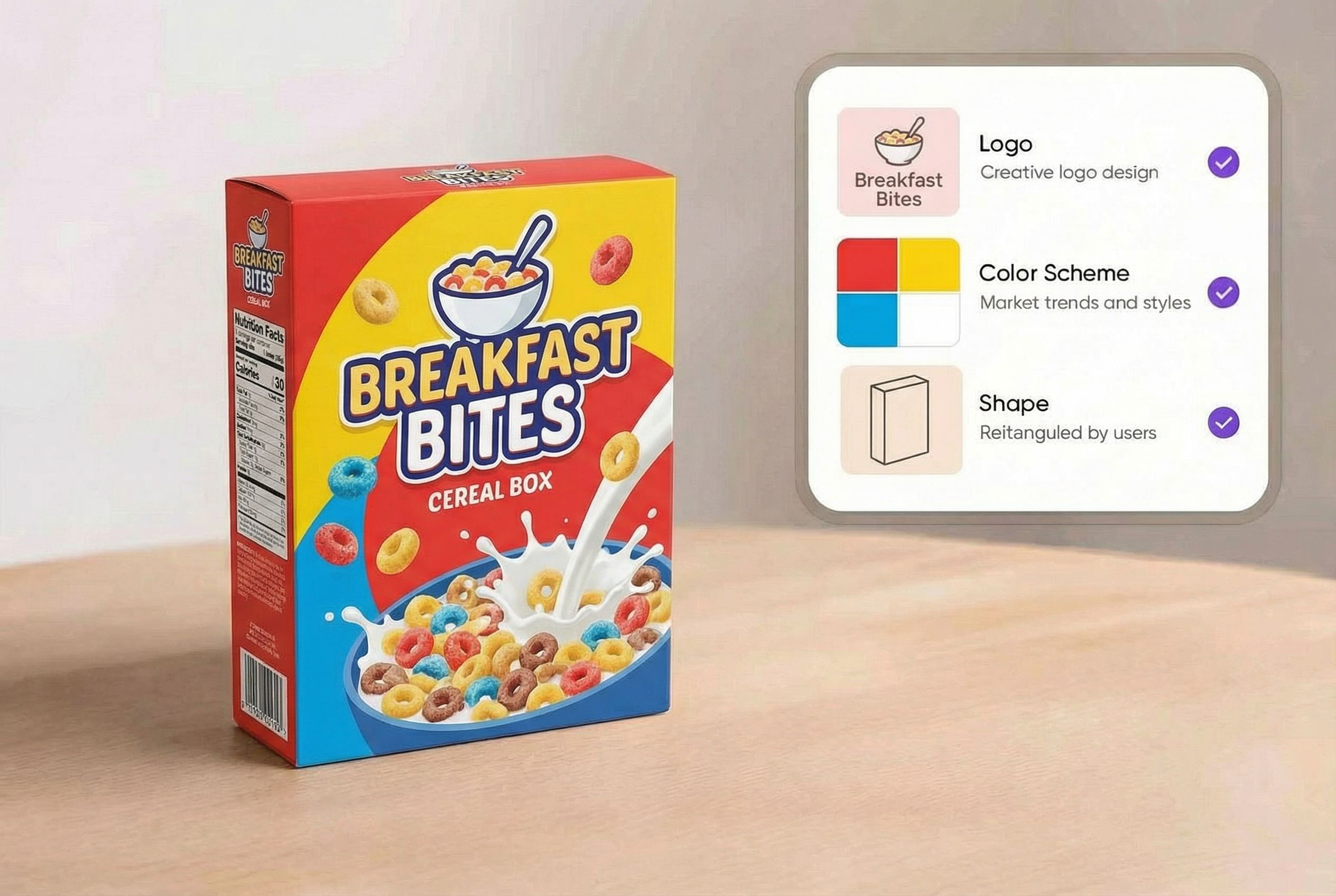 Commercial-safe cereal boxes designs