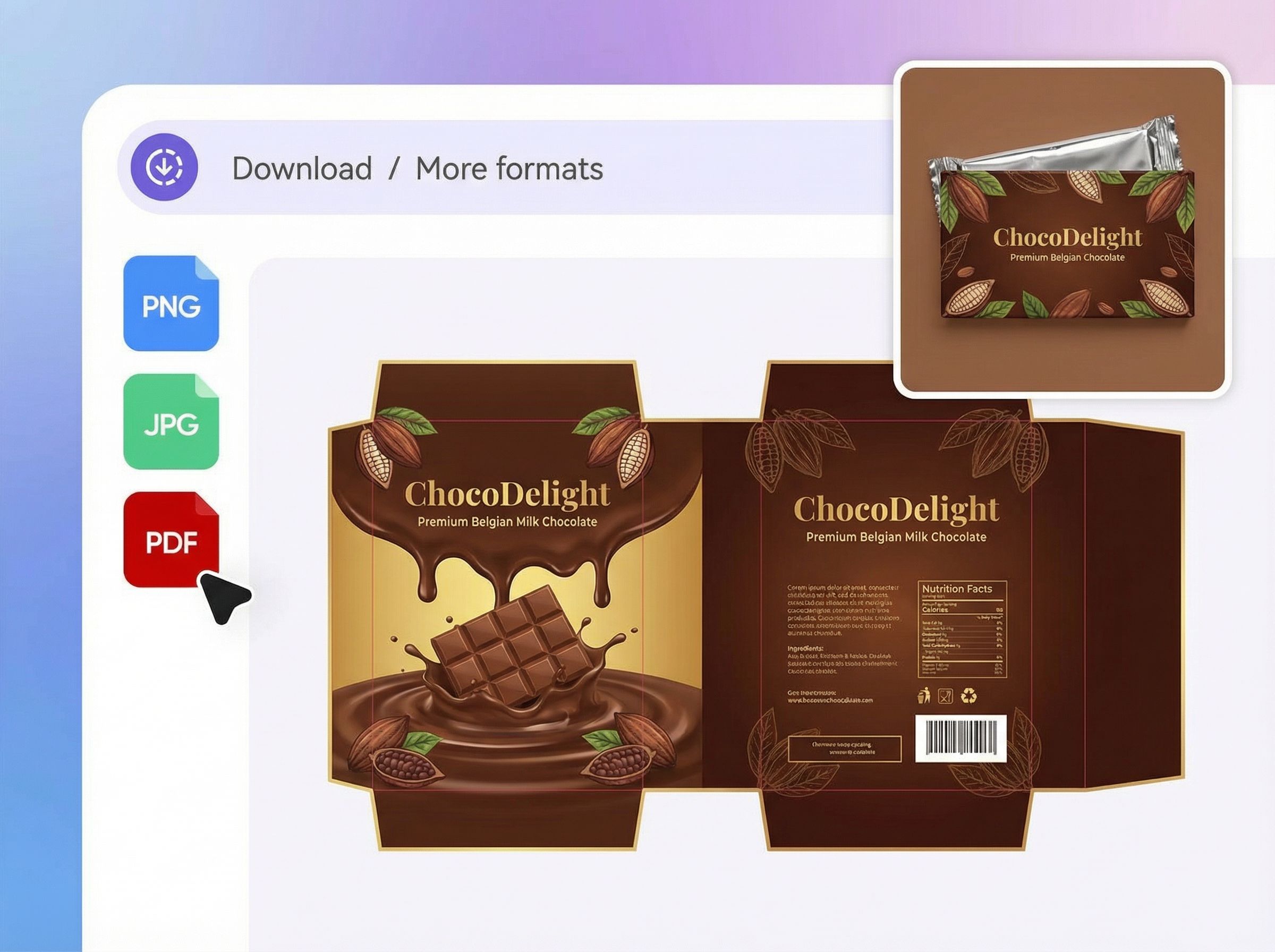 Step 3: Export chocolate packaging files