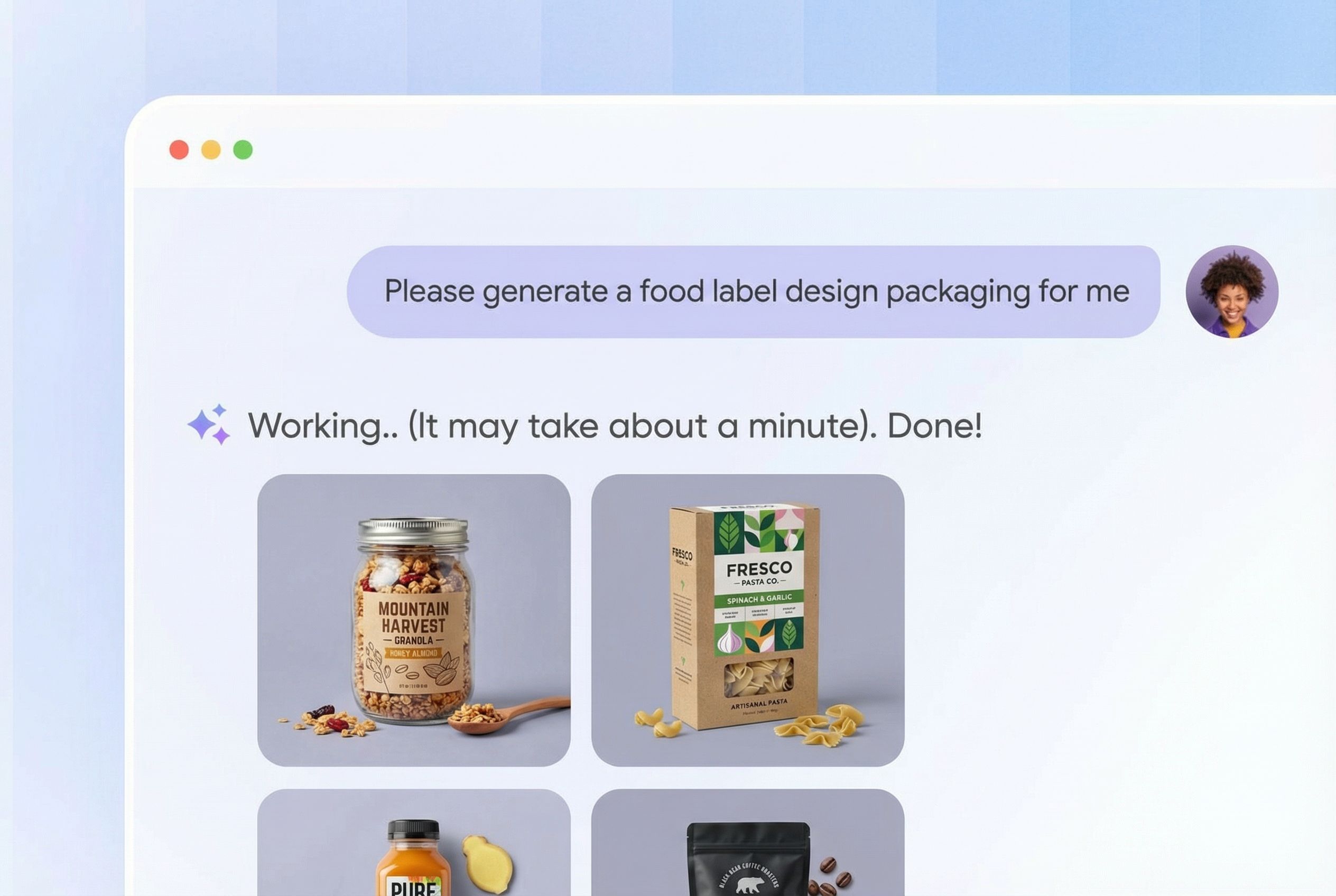Match the style to the food category Match the style to the food category
