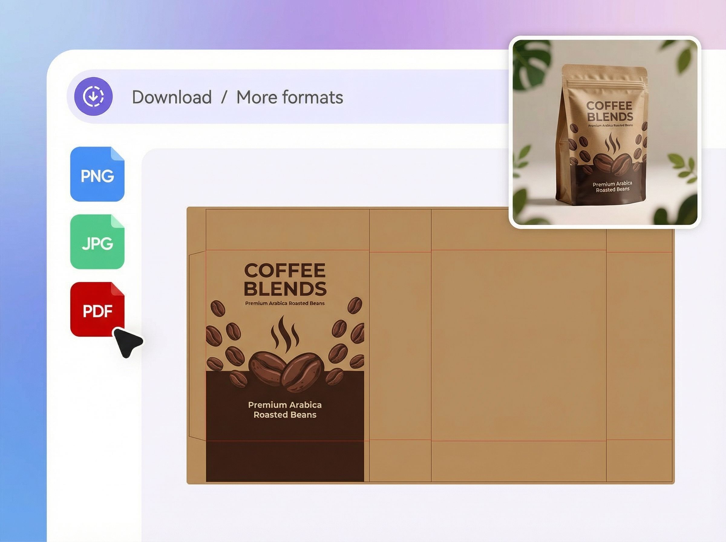 Step 3: Download your coffee packaging files Step 3: Download your coffee packaging files