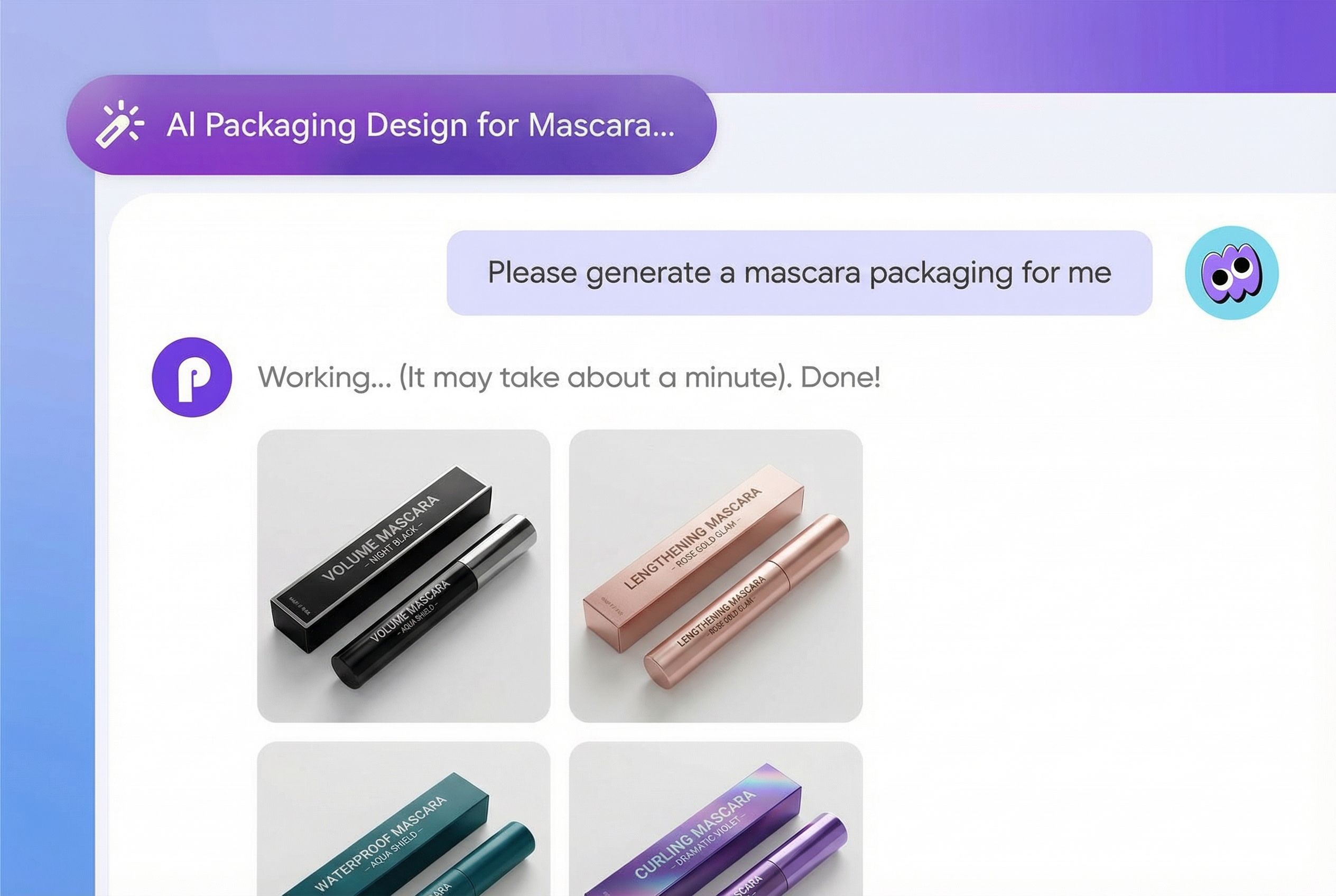 AI makeup packaging, built by chat