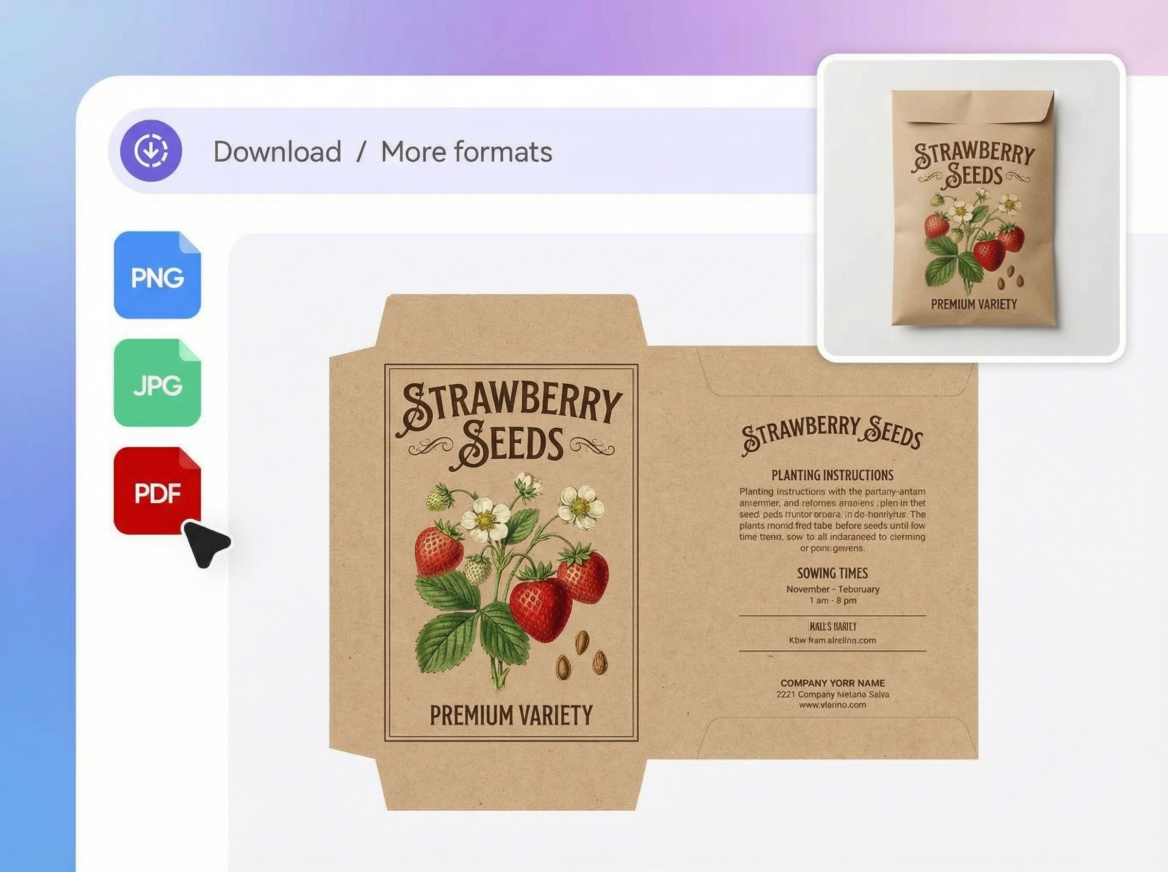 Step 3: Export seed packet design files