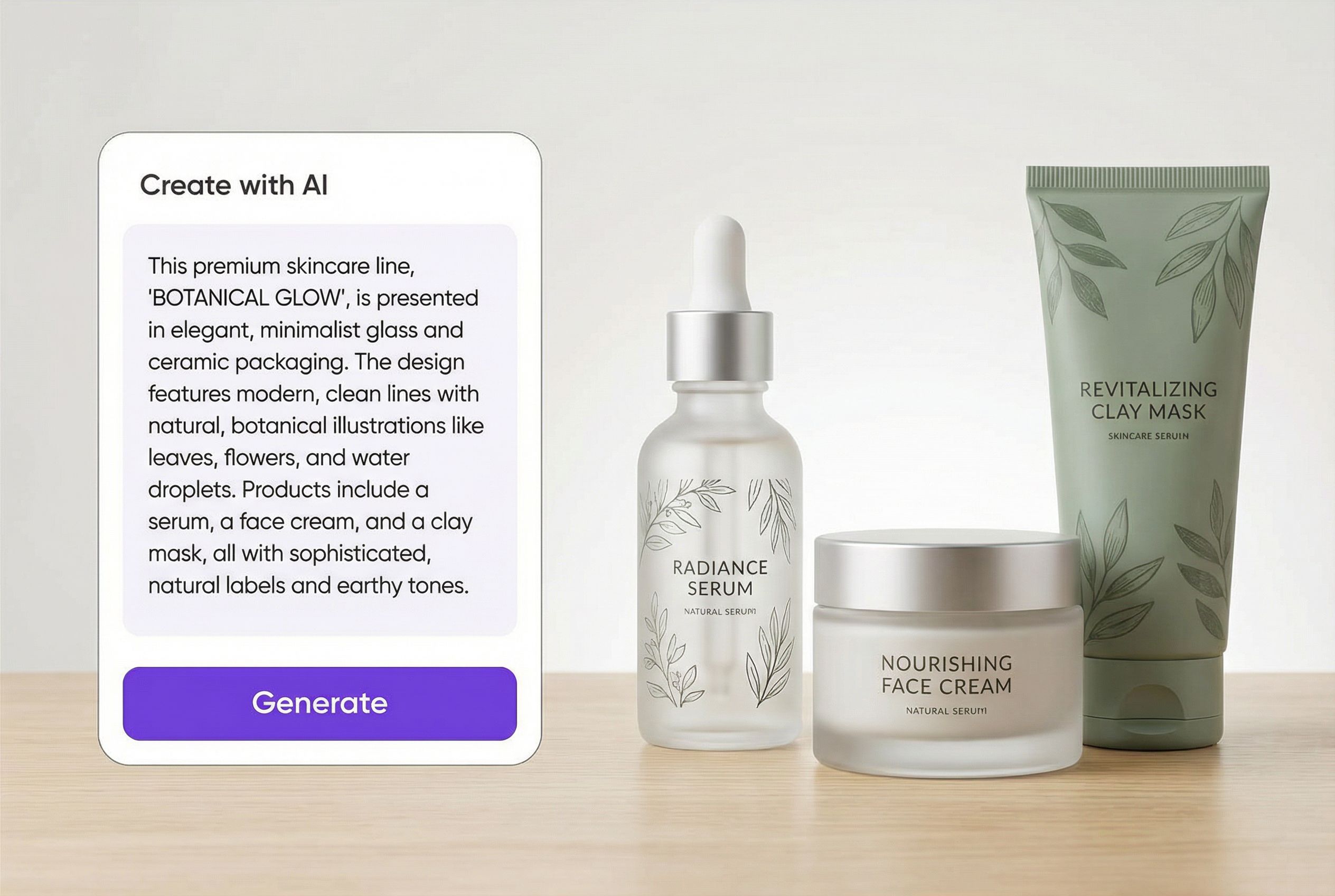 Instant text-to-image skincare packaging generation