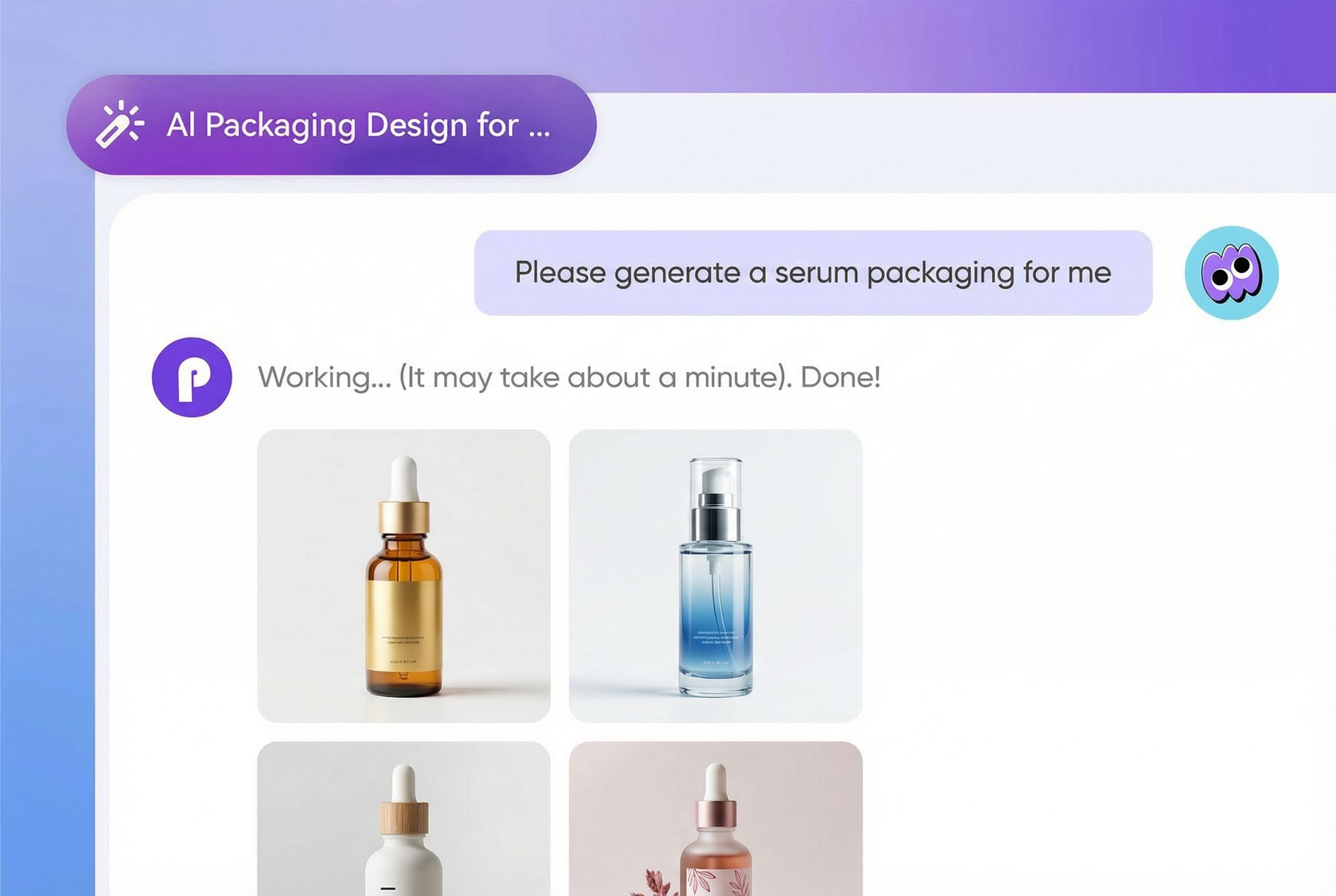 Chat to create skincare packaging