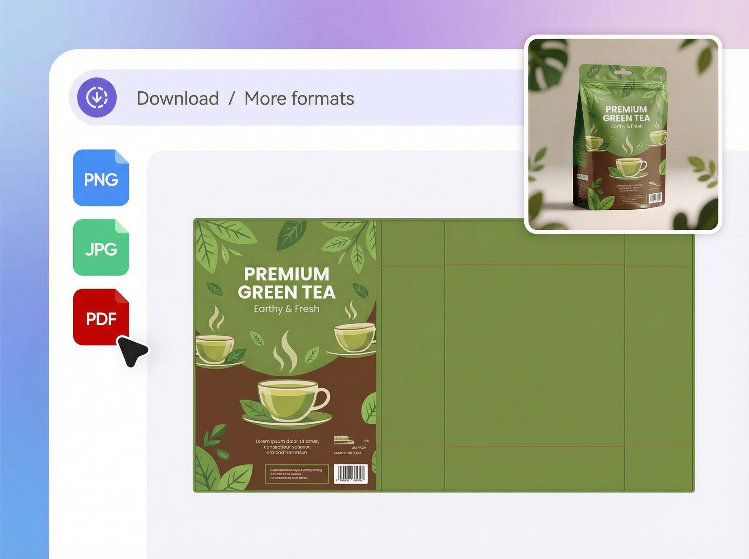 Step 3: Export tea packaging design