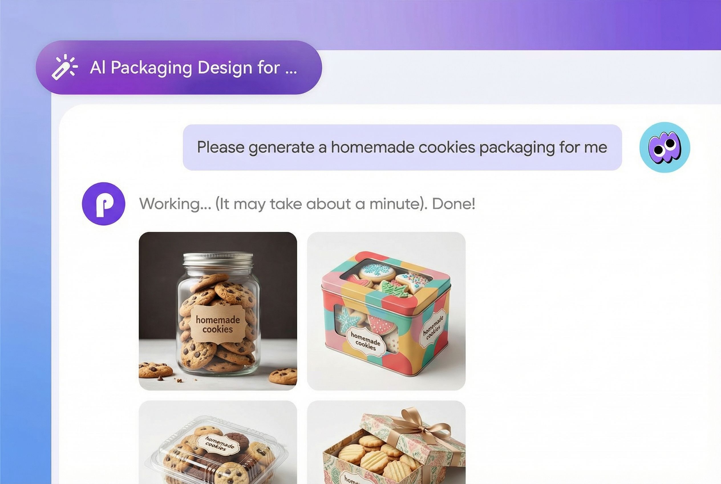 Effortless cookie packaging design by AI chat Effortless cookie packaging design by AI chat