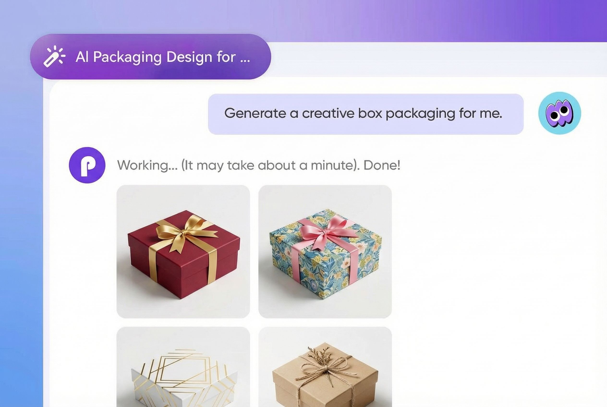 Create perfect gift boxes instantly through chat