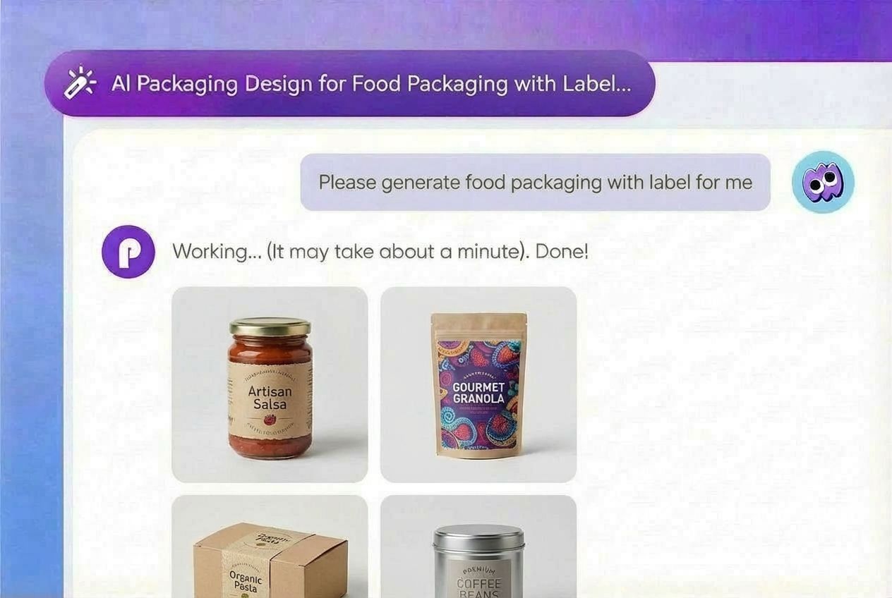 Design labels by chat—no toolbars needed