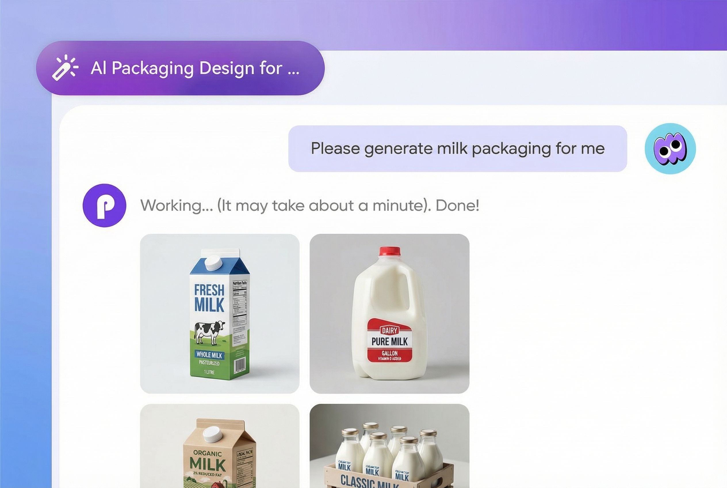 From chat to shelf-ready milk packaging