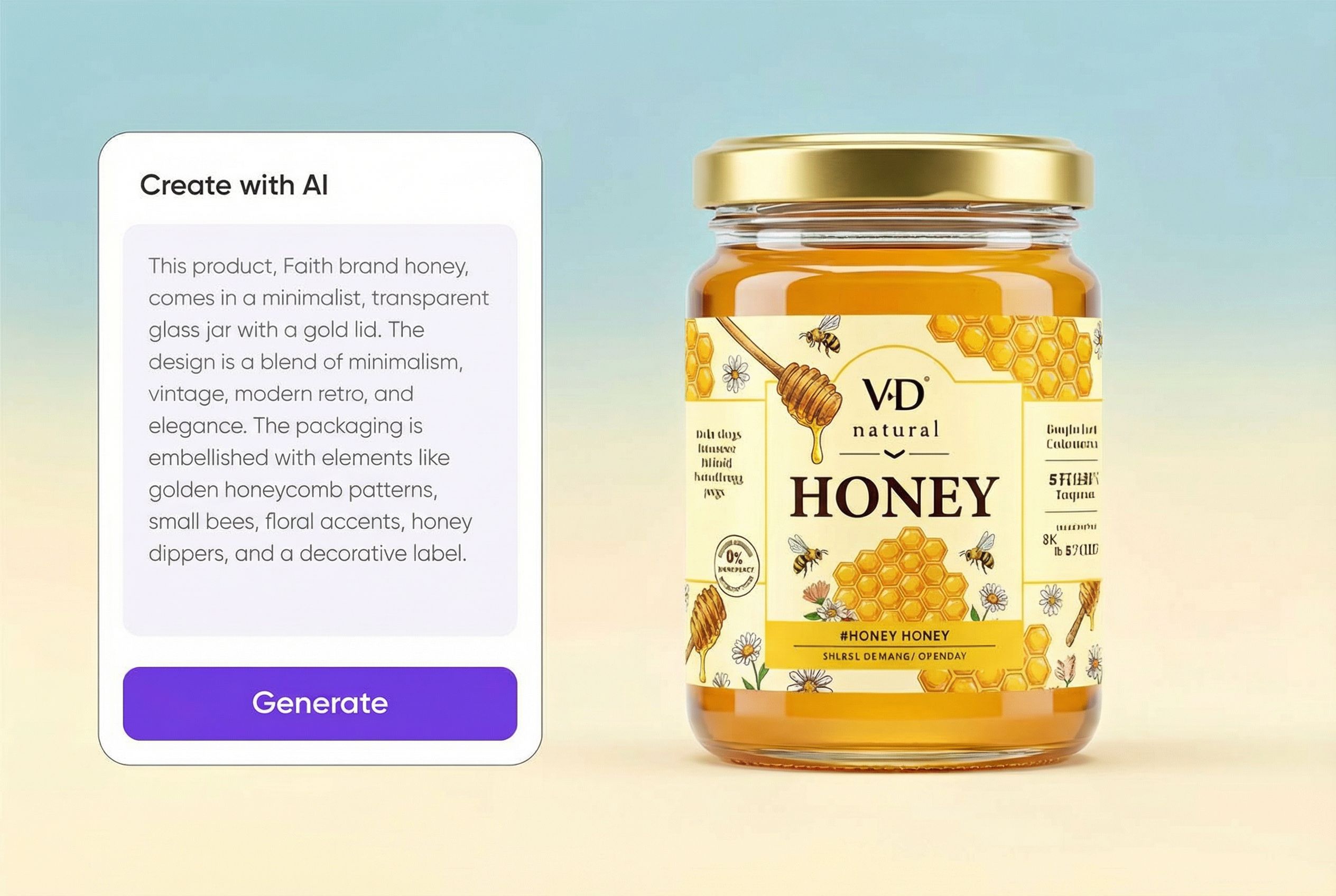 Instant AI honey label visuals 