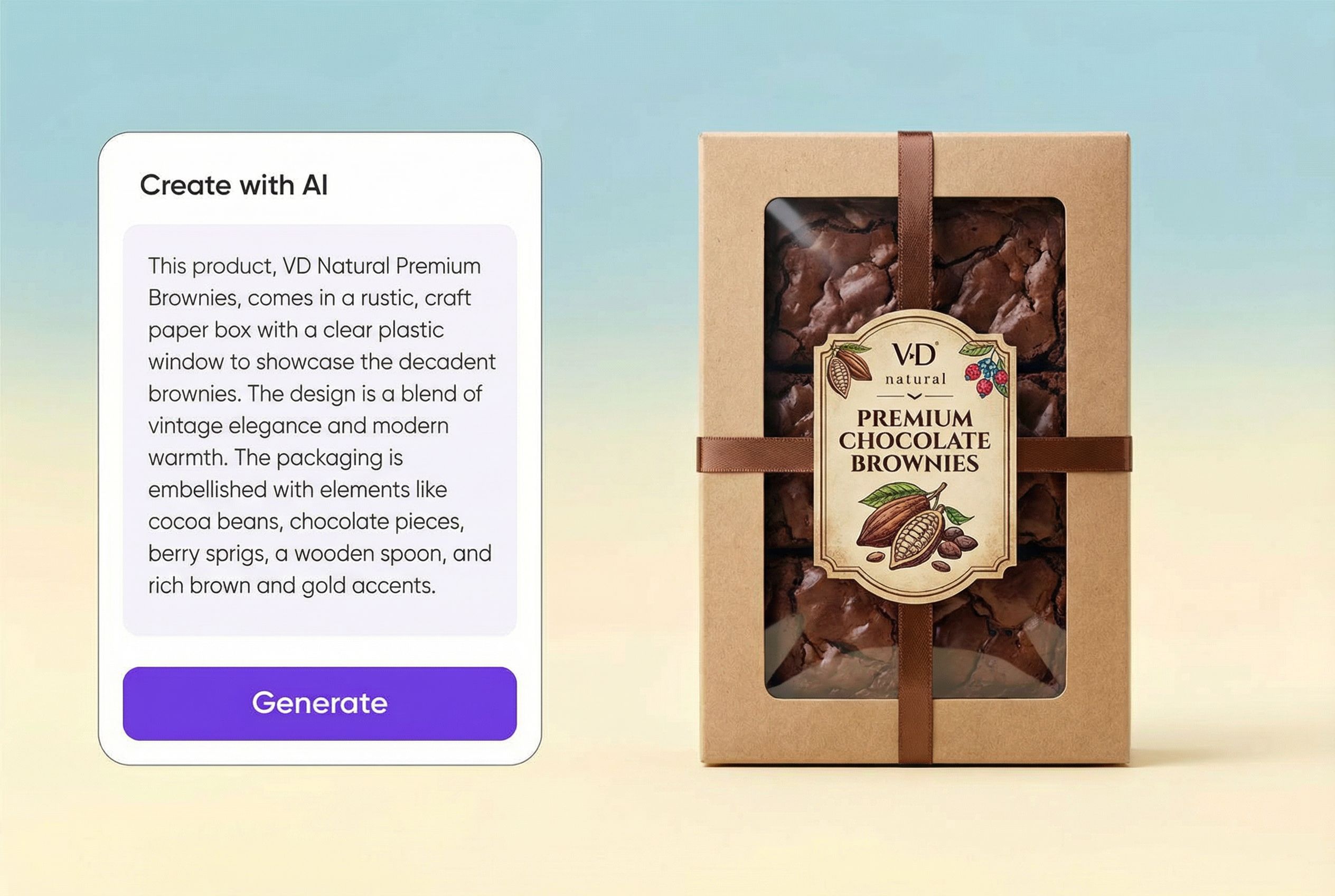 Turn text into brownie packaging