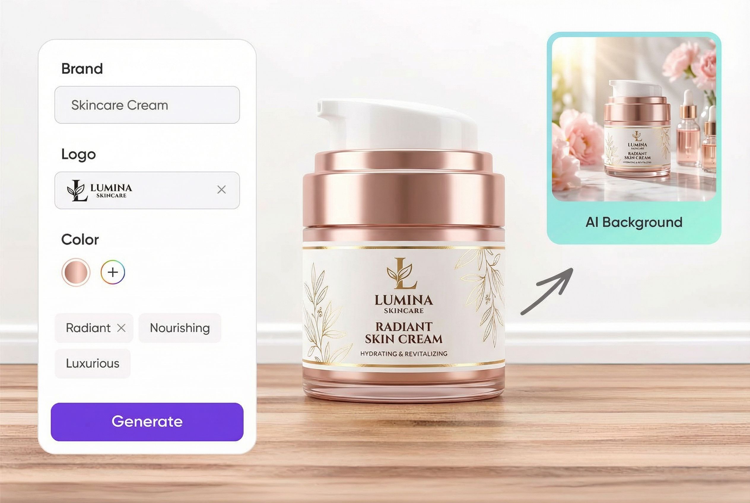 One-stop skincare bottles design workflow