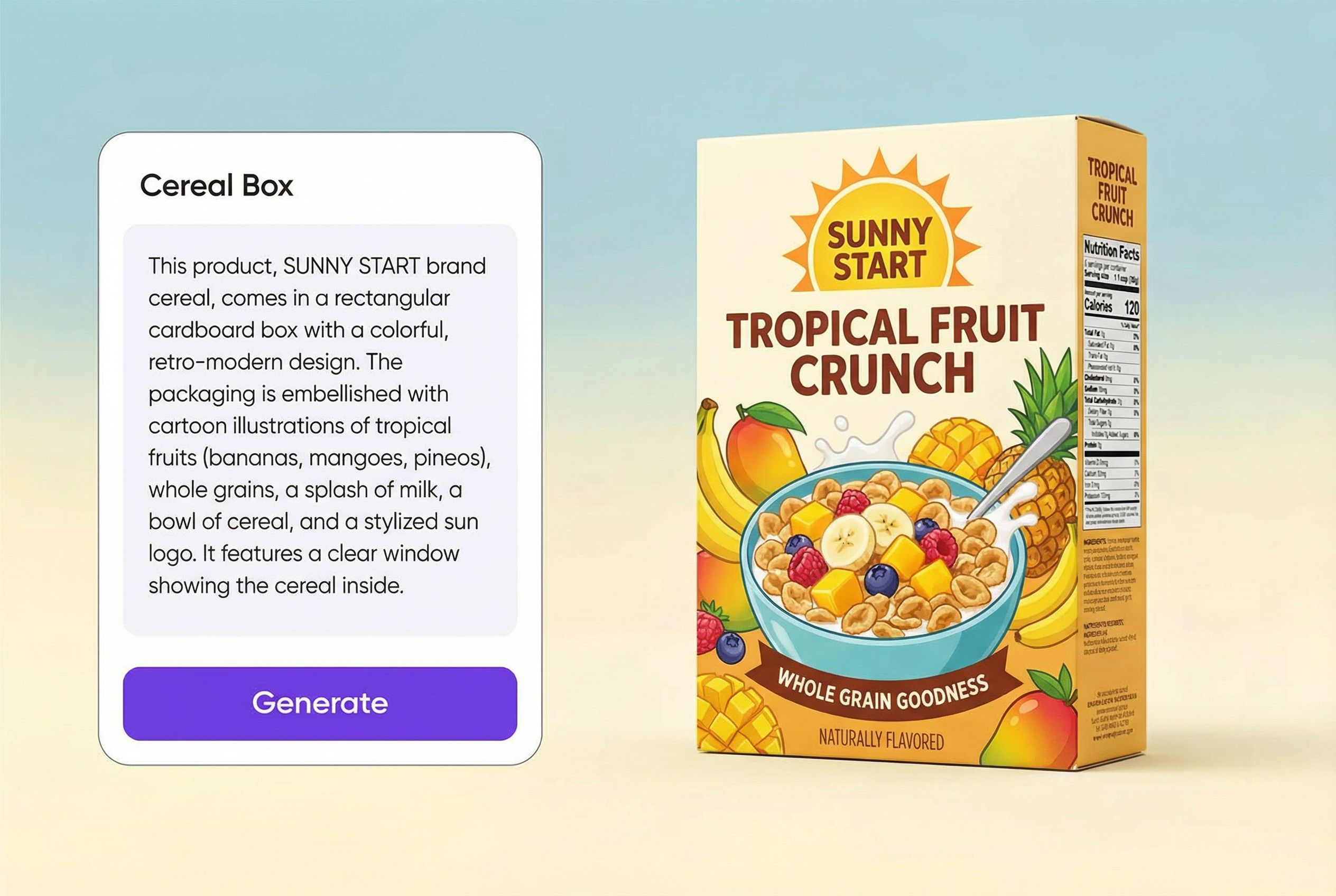 Text-to-image cereal box ideas instantly