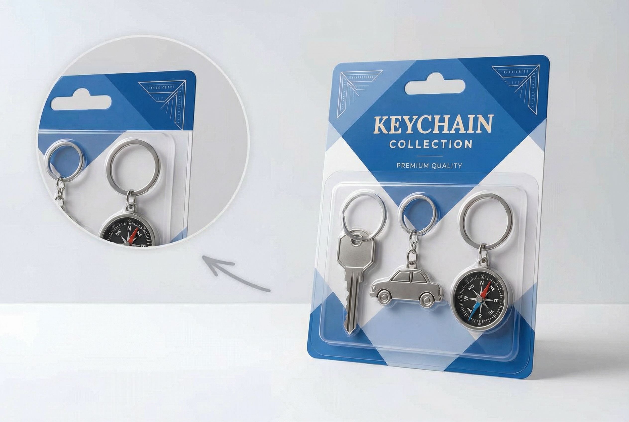 Agency-quality keychain packaging in minutes