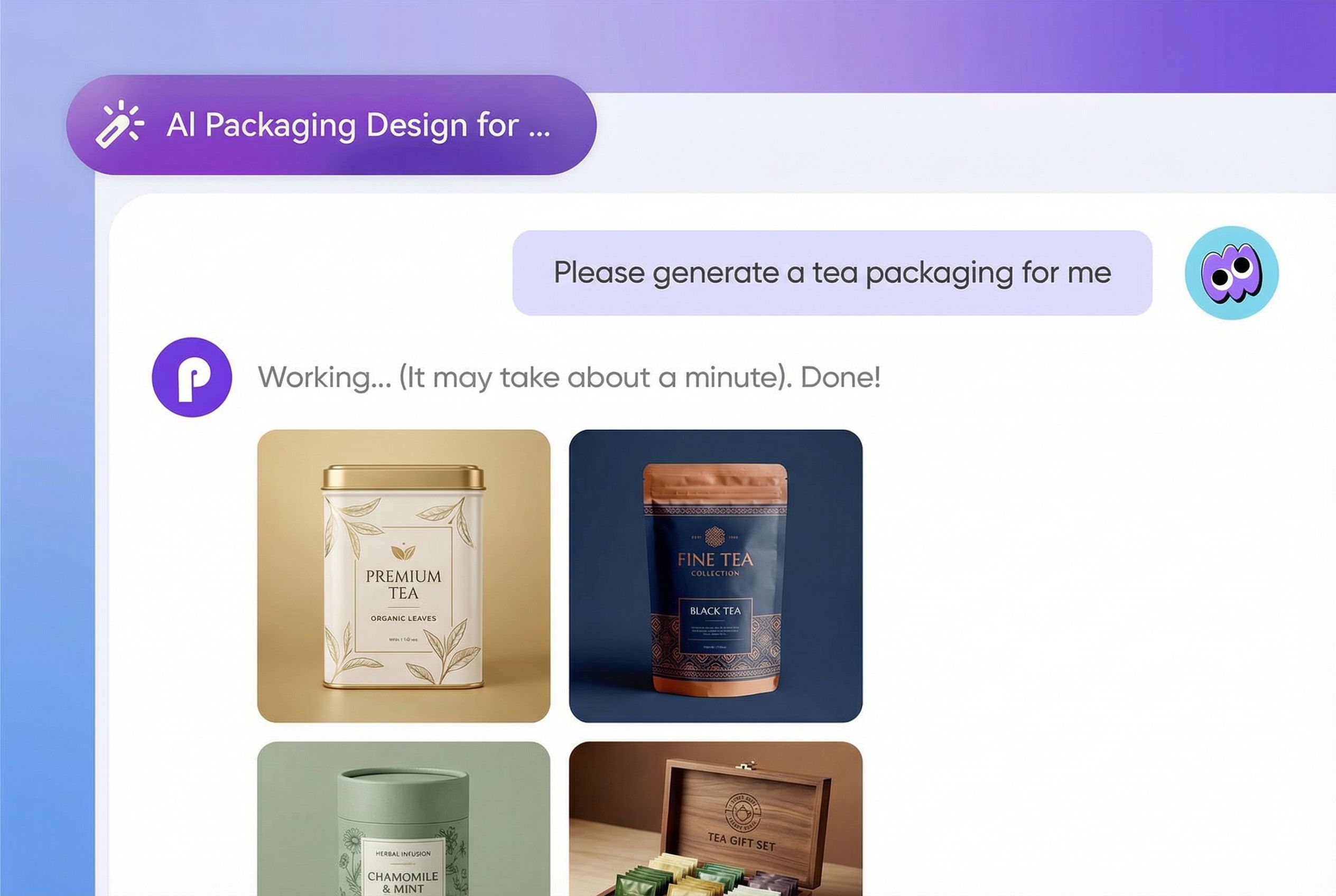 Chat-based tea packaging design