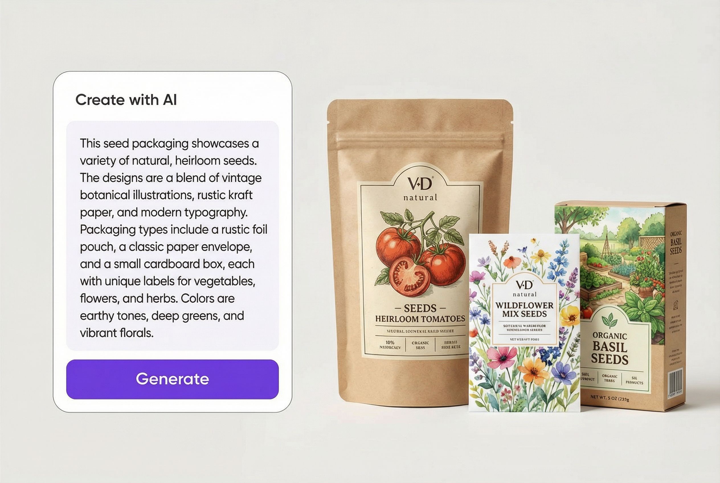 Text-to-image seed packet visuals