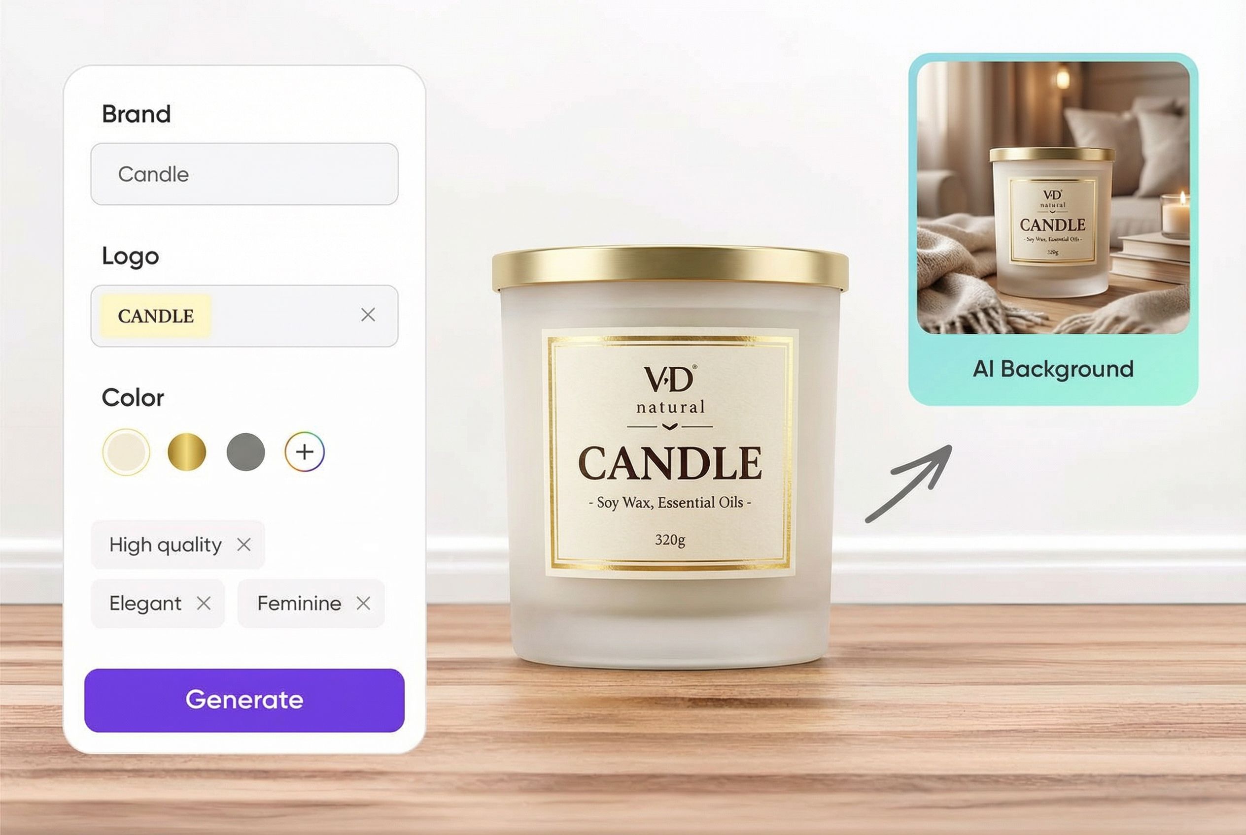 All in one platform for candle packaging design