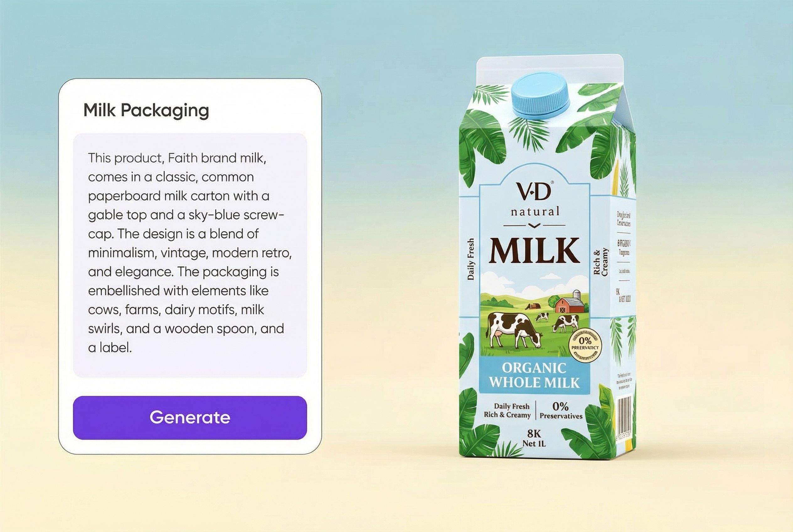 AI transforms your milk packaging concepts into reality